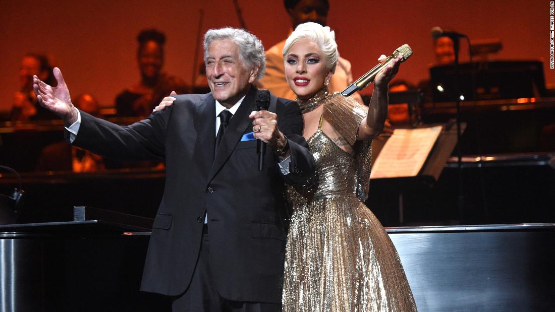 Bennett and Lady Gaga perform live at Radio City Music Hall in 2021. The two artists, who first teamed up in 2011, also released a joint album. 
