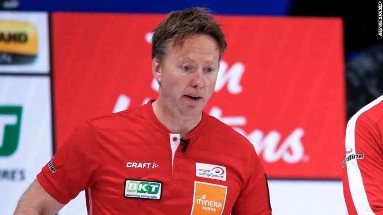 Torger Nergaard at the men&#39;s World Curling Championships in 2021. 