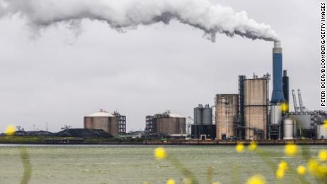 A chimney emits steam at the Peakshaver liquid natural gas facility in Rotterdam, the Netherlands.