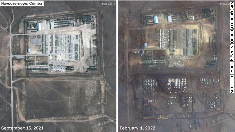 New satellite images show buildup of Russian military around Ukraine.