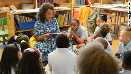 Brunson, as Janine, reads to a class in the first episode of &quot;Abbott Elementary.&quot;
