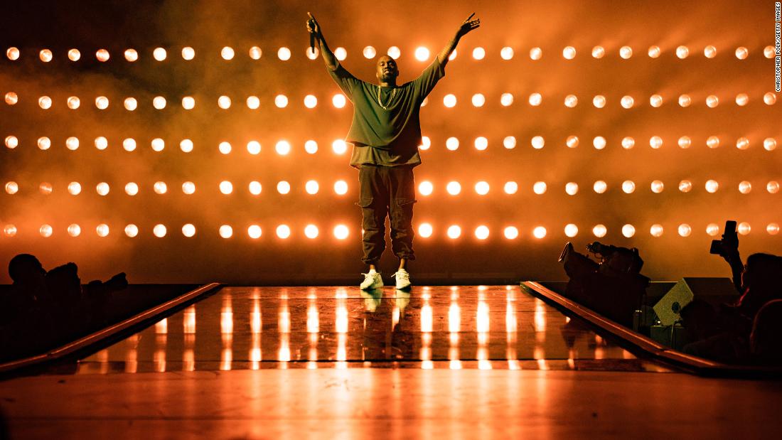 Kanye West performs onstage at the iHeartRadio Music Festival in 2015.