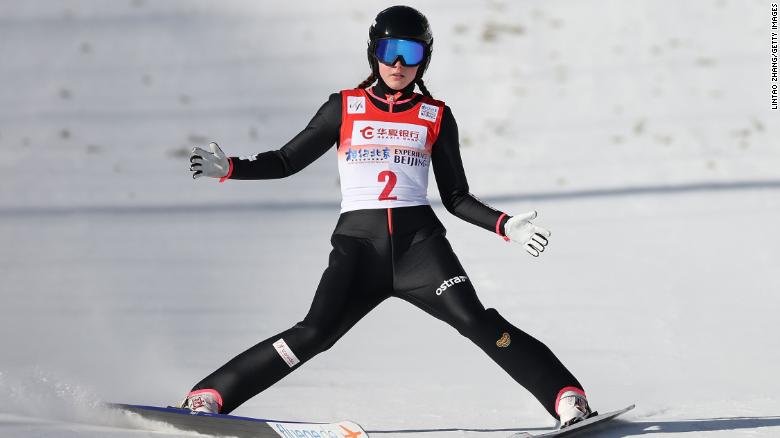 Anezka Indrackova competing in a test event for Beijing 2022 last year. 