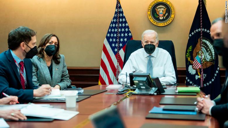 President Biden, Vice President Harris and members of the President&#39;s national security team observe the counterterrorism operation responsible for removing from the battlefield ISIS leader Abu Ibrahim al-Hashimi al-Qurayshi.