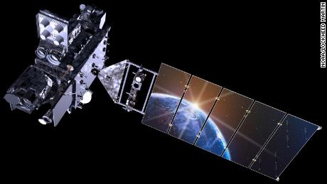 This is an artist&#39;s rendering of geostationary weather satellites that monitor Earth.