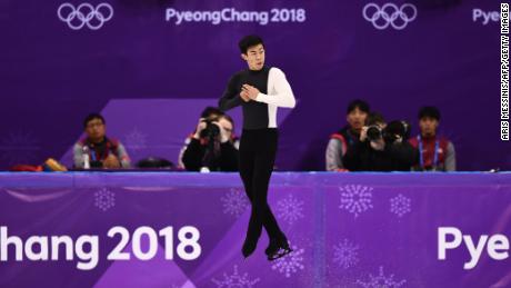 Chen competes in the men&#39;s single skating short program during the PyeongChang 2018 Winter Olympic Games.