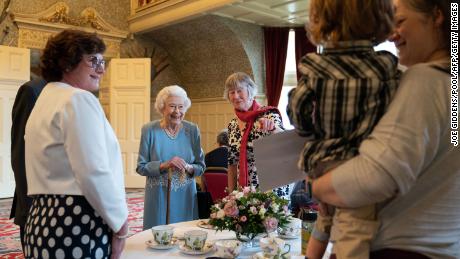 The Queen spoke with representatives from Little Discoverers, a local group that provides early education to preschool children with mobility problems and developmental delays.