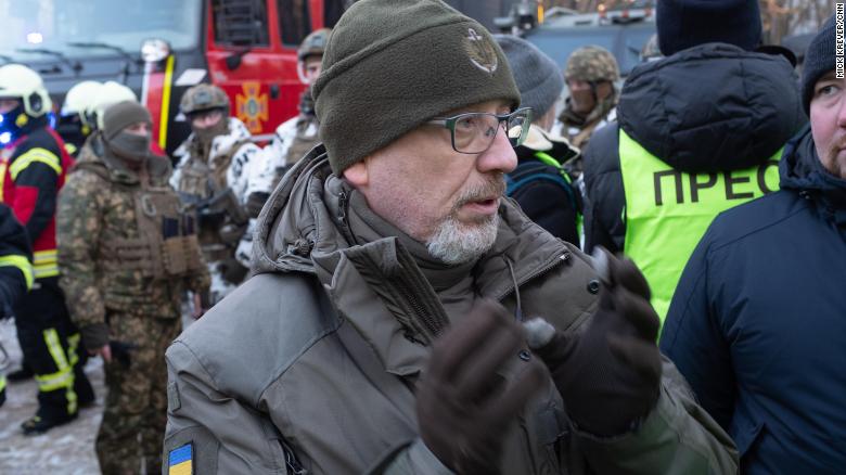 Ukrainian Defense Minister Oleksiy Reznikov in Pripyat, Ukraine, during national guard training exercises.