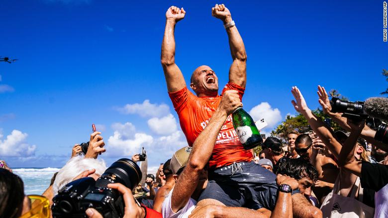 Surfing great Kelly Slater wins Billabong Pro Pipeline days before his 50th birthday