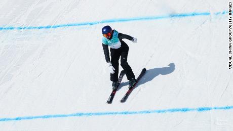 Eileen Gu competes during the freeski big air qualification on Monday.