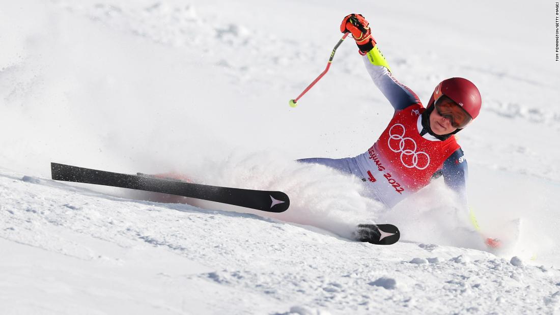 American skier Mikaela Shiffrin &lt;a href=&quot;https://www.cnn.com/world/live-news/beijing-winter-olympics-02-07-22-spt/h_c67e815b4abe2381f4ae0467622fa538&quot; target=&quot;_blank&quot;&gt;falls during the giant slalom&lt;/a&gt; on February 7. Shiffrin won gold in the event four years ago in South Korea.