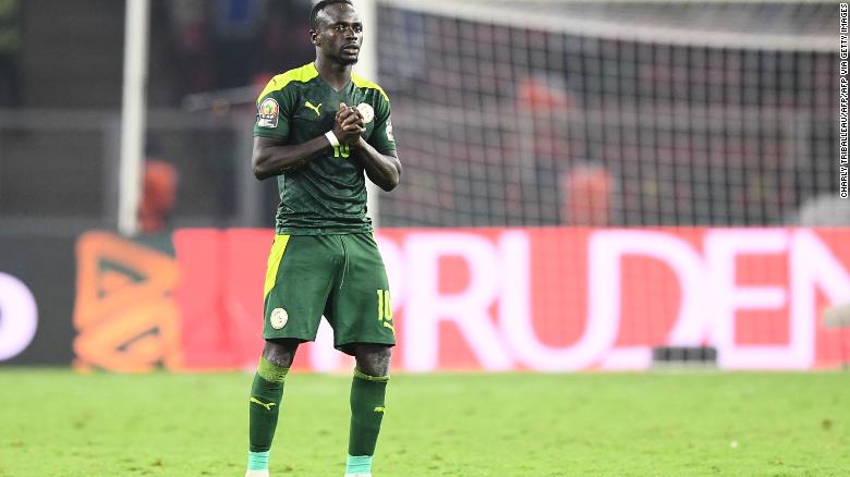 Senegal&#39;s forward Sadio Mane looks on ahead of a penalty shootout during the Africa Cup of Nations final.