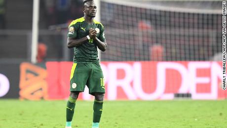 Senegal&#39;s forward Sadio Mane looks on ahead of a penalty shootout during the Africa Cup of Nations  final.