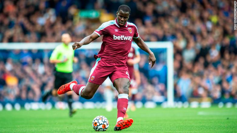 Zouma, photographed on the pitch for West Ham, has apologized for the footage.