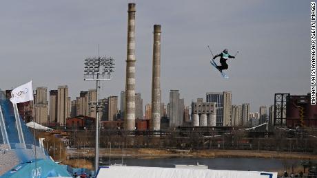 New Zealander Finn Bilous competes in the Beijing 2022 Winter Olympics at the Big Air Shougang.