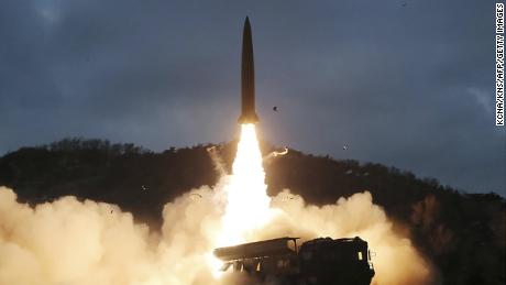 North Korea tests a missile on January 27 in photo released by state media.
