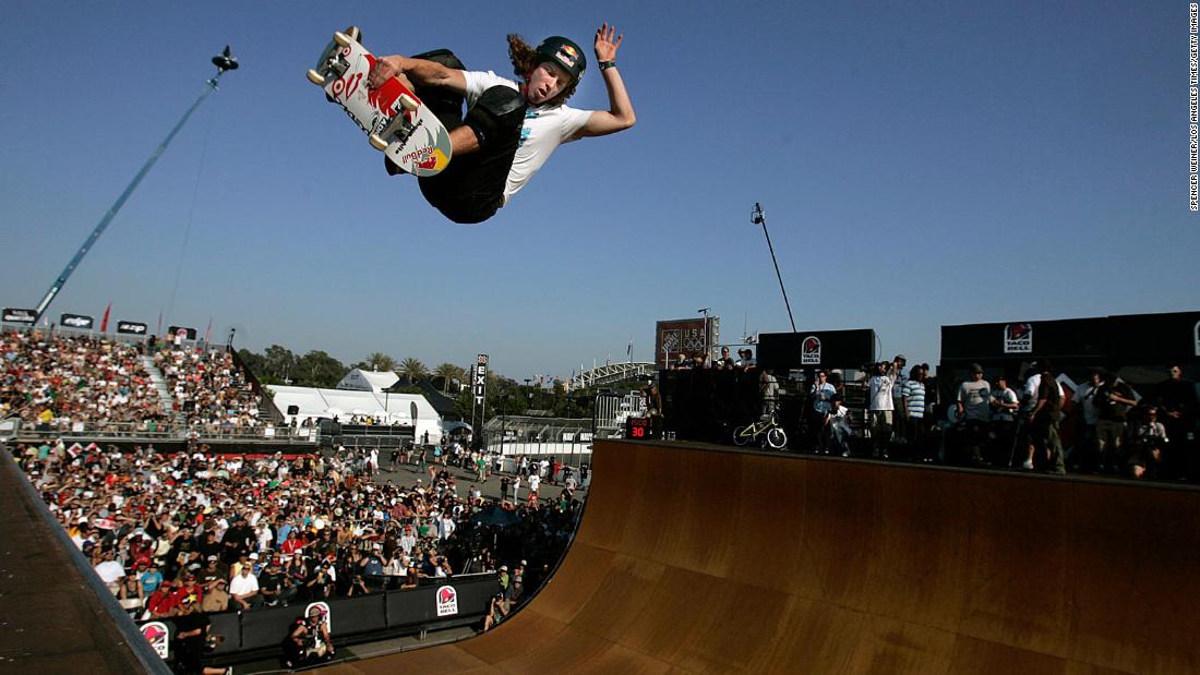 White wows the crowd during an X Games skateboarding event in 2008. He won the bronze medal that year in the vert competition.