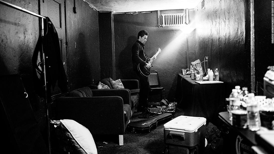 White is seen backstage before performing with his rock band, Bad Things, in 2014.