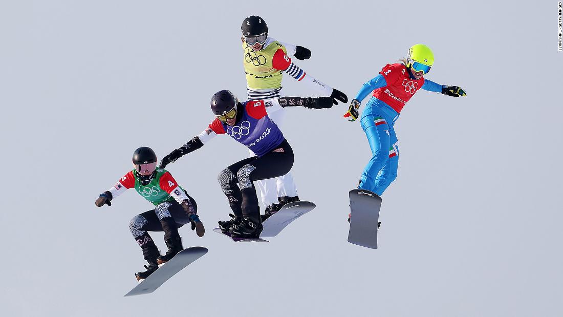 From left, the United States&#39; Stacy Gaskill, the United States&#39; Lindsey Jacobellis, France&#39;s Chloe Trespeuch and Italy&#39;s Michela Moioli compete in a snowboard cross semifinal on February 9. &lt;a href=&quot;https://www.cnn.com/world/live-news/beijing-winter-olympics-02-09-22-spt/h_9fa28ffc70374c24fcb050dd588b6eed&quot; target=&quot;_blank&quot;&gt;Jacobellis would go on to win the event,&lt;/a&gt; her first gold medal in her fifth Olympic Games.