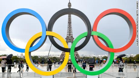 After winning the 2024 Olympic bid, Paris put the Olympics Rings in front of the Eiffel tower at the Trocadero on September 18, 2017.