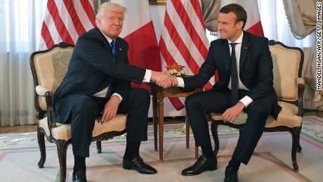 The seemingly never-ending white-knuckle handshake between US President Donald Trump and French President Emmanuel Macron on the sidelines of a 2017 NATO summit. 