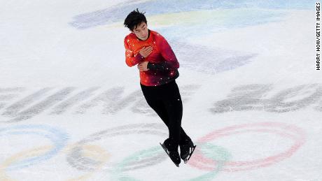 USA&#39;s Nathan Chen competes in the men&#39;s single skating free skating event during the Beijing 2022 Winter Olympic Games.