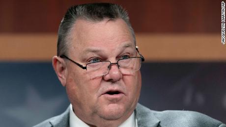 Sen. Jon Tester, D-Mont., speaks about health care for post-9/11 toxic-exposed veterans, Tuesday, Feb., 1, 2022, on Capitol Hill in Washington. 