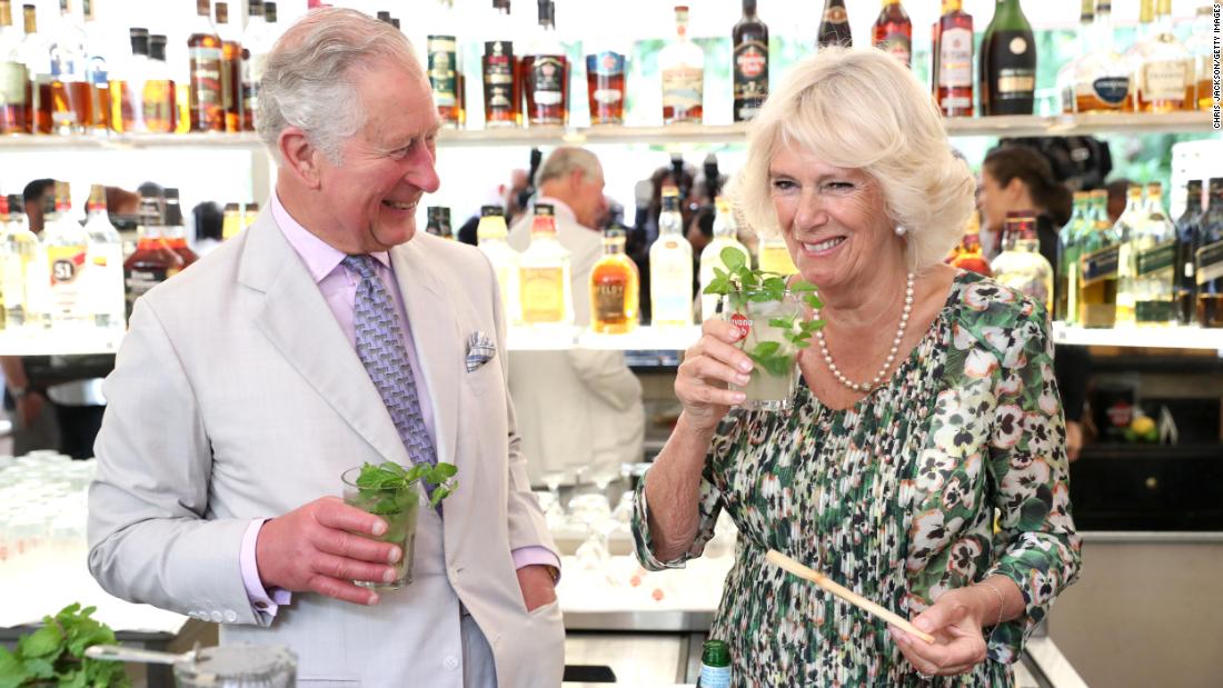Charles and Camilla enjoy a mojito as they visit a restaurant in Havana, Cuba, in March 2019.