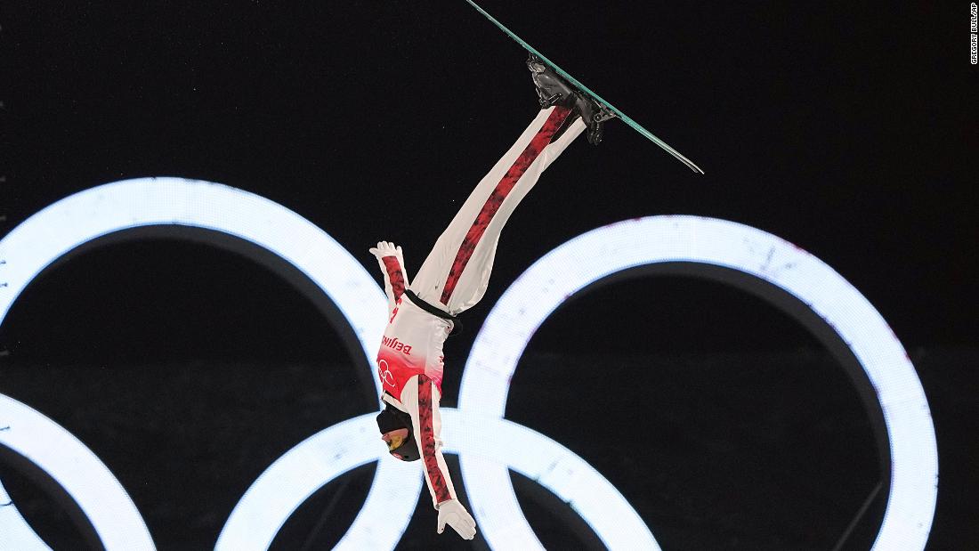 Canada&#39;s Lewis Irving competes in the mixed team aerials event on February 10. Canada won the bronze.