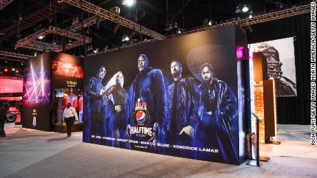 A preview of &quot;the Super Bowl Experience&quot; exhibition at the Los Angeles Convention Center on February 4 showcased a history of Super Bowl Halftime Shows while teasing what is to come when artists Dr. Dre, Eminem, Snoop Dog, Mary J. Blige and Kendrick Lamar perform this weekend.