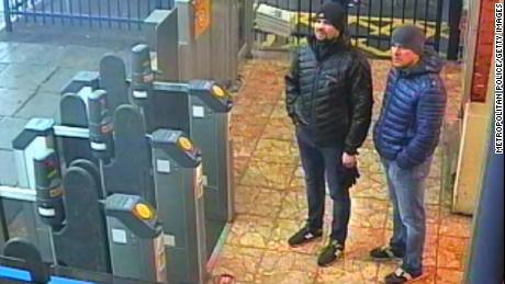 Novichok poisoning suspects Alexander Petrov and Ruslan Boshirov are shown on security camera footage at Salisbury train station on March 3, 2018, images that were released in September 2018.