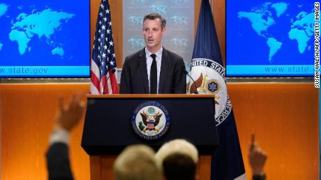 State Department spokesman Ned Price speaks during a briefing in Washington, DC, on February 1, 2022.