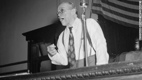 US Sen. Theodore G. Bilbo of Mississippi ran for reelection in 1946 on a White supremacy platform.