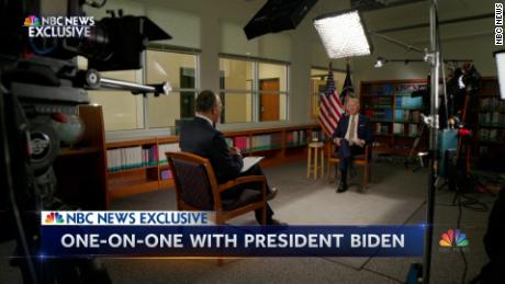 Screenshot of President Biden&#39;s sit-down interview with NBC News&#39; Lester Holt