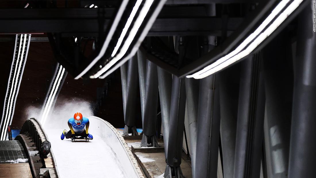 Germany&#39;s Axel Jungk makes his last run in the skeleton event on February 11. He finished with the silver.