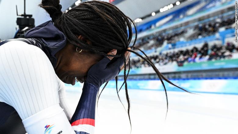 Jackson reacts after her 500m victory.