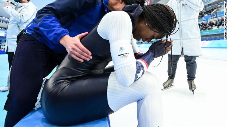 USA&#39;s Jackson cried tears of joy upon winning gold in speed skating. 