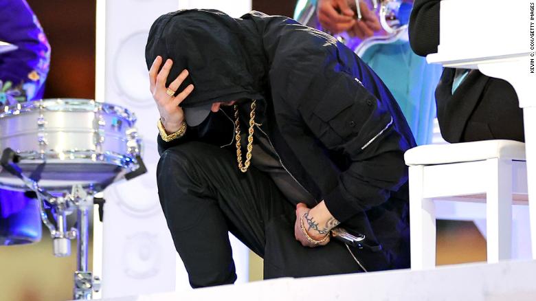 Eminem took a knee during his Super Bowl halftime performance
