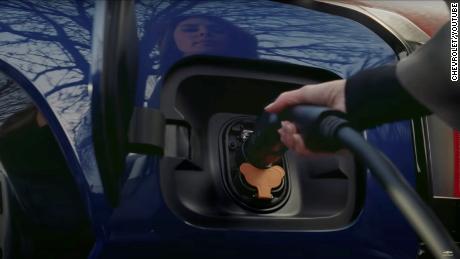 A screenshot from an advertisement for the first All-Electric Chevy Silverado that aired Sunday during the Super Bowl, featuring &quot;The Sopranos&quot; actress Jamie-Lynn Sigler.