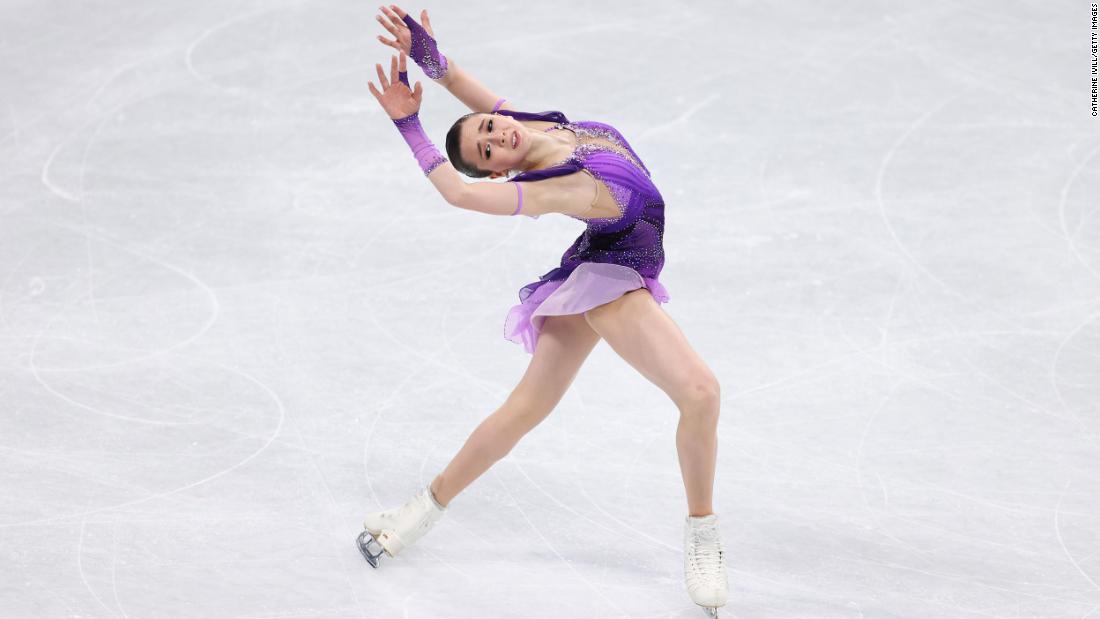 Kamila Valieva tears up after an impressive short program routine, making it to Thursday's finals