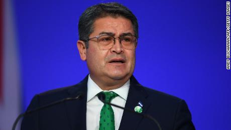 Juan Orlando Hernández, the then President of Honduras, at the COP26 climate change summit in Glasgow, Scotland, on November 1, 2021. 