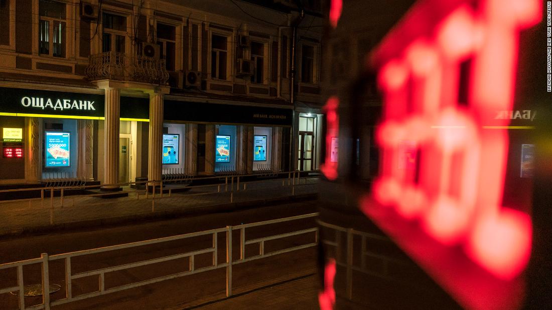 A location of Oschadbank, a state-owned bank, is seen in Kyiv on February 15. The websites of Ukraine&#39;s defense ministry and army, as well as the interfaces of the country&#39;s two largest banks, were &lt;a href=&quot;https://www.cnn.com/2022/02/15/world/ukraine-cyberattack-intl/index.html&quot; target=&quot;_blank&quot;&gt;hit by cyberattacks,&lt;/a&gt; according to Ukrainian government agencies.