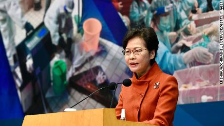 Hong Kong Chief Executive Carrie Lam at a news conference on February 15.