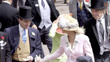 Prince Andrew and Jeffrey Epstein (far right) pictured together at the Ascot horse races.