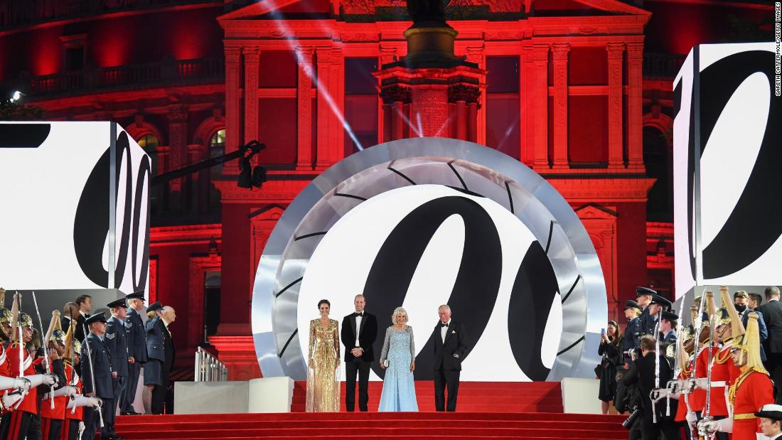 Charles and Camilla join Prince William and Duchess Catherine for the London premiere of the new James Bond movie &quot;No Time to Die&quot; in September 2021.