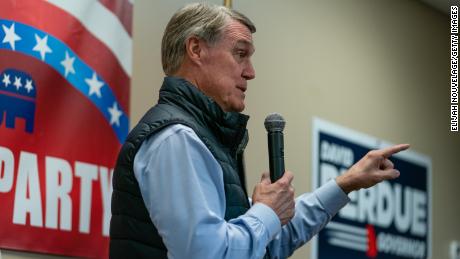 Former U.S. senator and Republican gubernatorial candidate David Perdue speaks at a campaign event on February 1, 2022 in Dalton, Georgia.