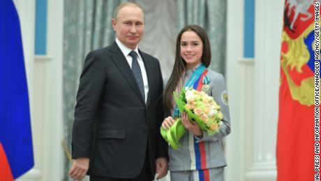 Russian President Vladimir Putin presents Alina Zagitova with an Order of Friendship following the Russian teen&#39;s Olympic win in 2018.