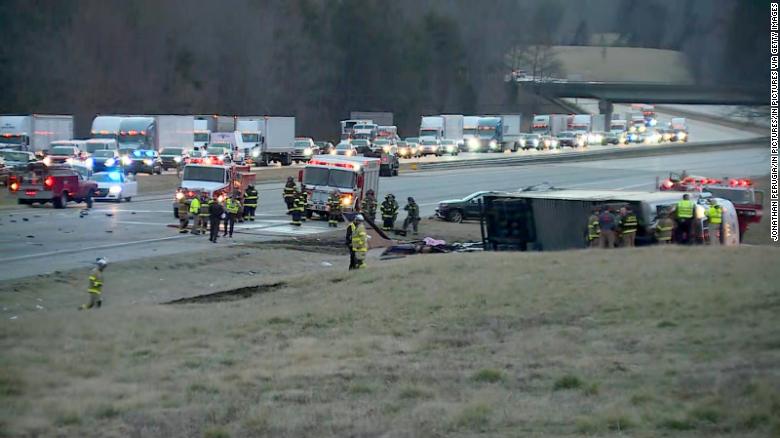 Pilot dies when plane collides with tractor-trailer on a North Carolina interstate