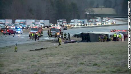 The twin-engine Beechcraft Barron plowed into the back of a tractor-trailer on Interstate 85 in North Carolina.
