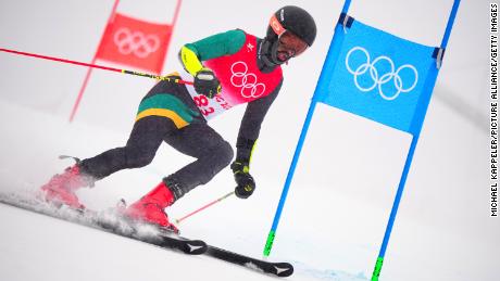 Benjamin Alexander of Jamaica competes in the men&#39;s alpine ski event on February 13 at the Beijing 2022 Winter Olympics.
